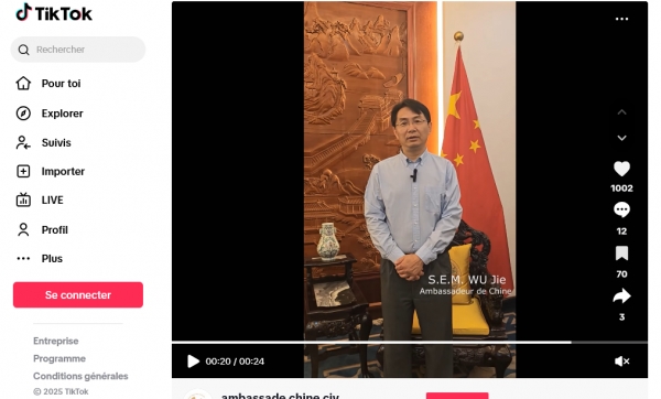 C&ocirc;te d&rsquo;Ivoire : l&rsquo;Ambassade de Chine pr&eacute;sente son compte Tik Tok