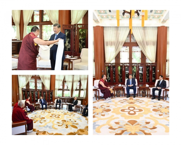 Xi Jinping re&ccedil;oit la visite du panchen Rinpoche