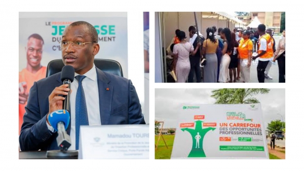 C&ocirc;te d&rsquo;Ivoire : 62 052 opportunit&eacute;s d&rsquo;insertion professionnelle pour la deuxi&egrave;me &eacute;dition de la foire de l&rsquo;emploi et du recrutement. Plus de 17 milliards FCFA mobilis&eacute;s
