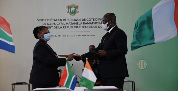 La C&ocirc;te d&rsquo;Ivoire et l&rsquo;Afrique du Sud signent neuf accords bilat&eacute;raux