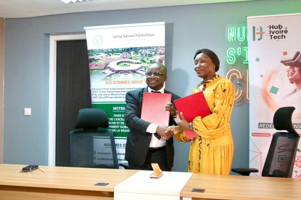 C&ocirc;te d&rsquo;Ivoire : l&rsquo;INP-HB et Hub Ivoire Tech formalisent leur partenariat pour le d&eacute;veloppement de l&rsquo;&eacute;cosyst&egrave;me entrepreneurial