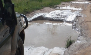 Une vue de l'axe Guiglo-Ta&iuml; en saison de pluie