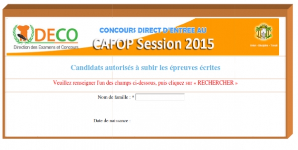 CAFOP 2015 : Consultez ici la liste des candidats autoris&eacute;s &agrave; subir les &eacute;preuves &eacute;crites