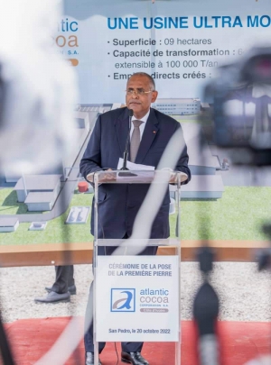 Construction d'une unit&eacute; de transformation de Cacao &agrave; San Pedro: Le Premier Ministre Patrick Achi exhorte &agrave; l'&eacute;mergence de nombreux champions nationaux