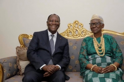 C&ocirc;te d&rsquo;Ivoire/ Sakassou : Visite du pr&eacute;sident Ouattara &agrave; la Reine des Baoul&eacute;s, Sa Majest&eacute; Nanan Akoua Boni II