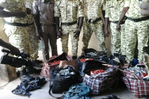 Des munitions saisies &agrave; Pogo (Ouangolodougou), dernier poste des douanes ivoiriennes avant la fronti&egrave;re avec le Mali/Ph. AIP