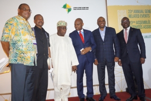 Des intervenants lors de s&eacute;minaires d'Afreximbank, le 21/07/2016 &agrave; Mah&eacute;, aux Seychelles