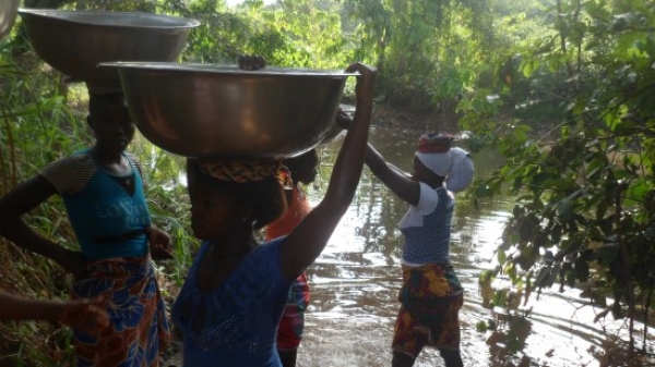 Des jeunes filles &agrave; la recherche d'eau &agrave; Vavoua