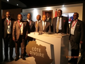 Le ministre du Tourisme, Siandou Fofana, au stand de la C&ocirc;te d'Ivoire &agrave; la 5&egrave;me &eacute;dition du Forum international Afrique d&eacute;veloppement, le 17 mars 2107 &agrave; Casablanca (Maroc)